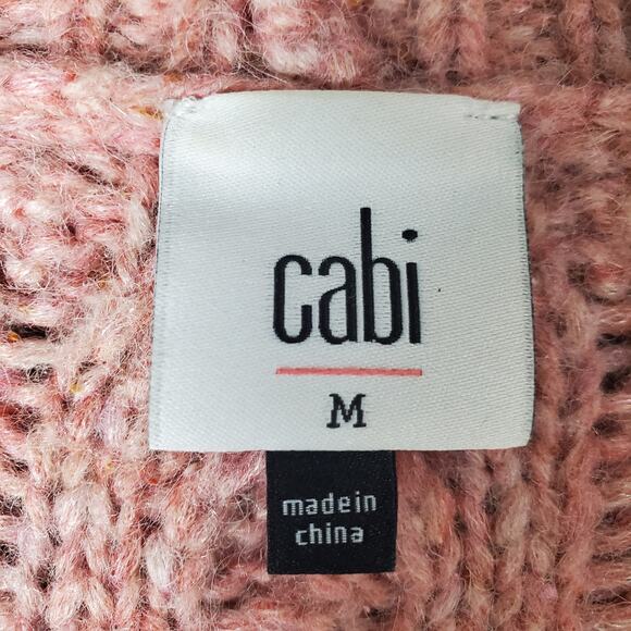 Cabi Pink Confection Cardigan Cable Knit Balloon Sleeve Sweater Size Medium - Picture 3 of 7